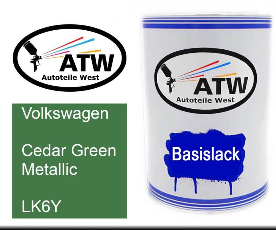 Volkswagen, Cedar Green Metallic, LK6Y: 500ml Lackdose, von ATW Autoteile West.